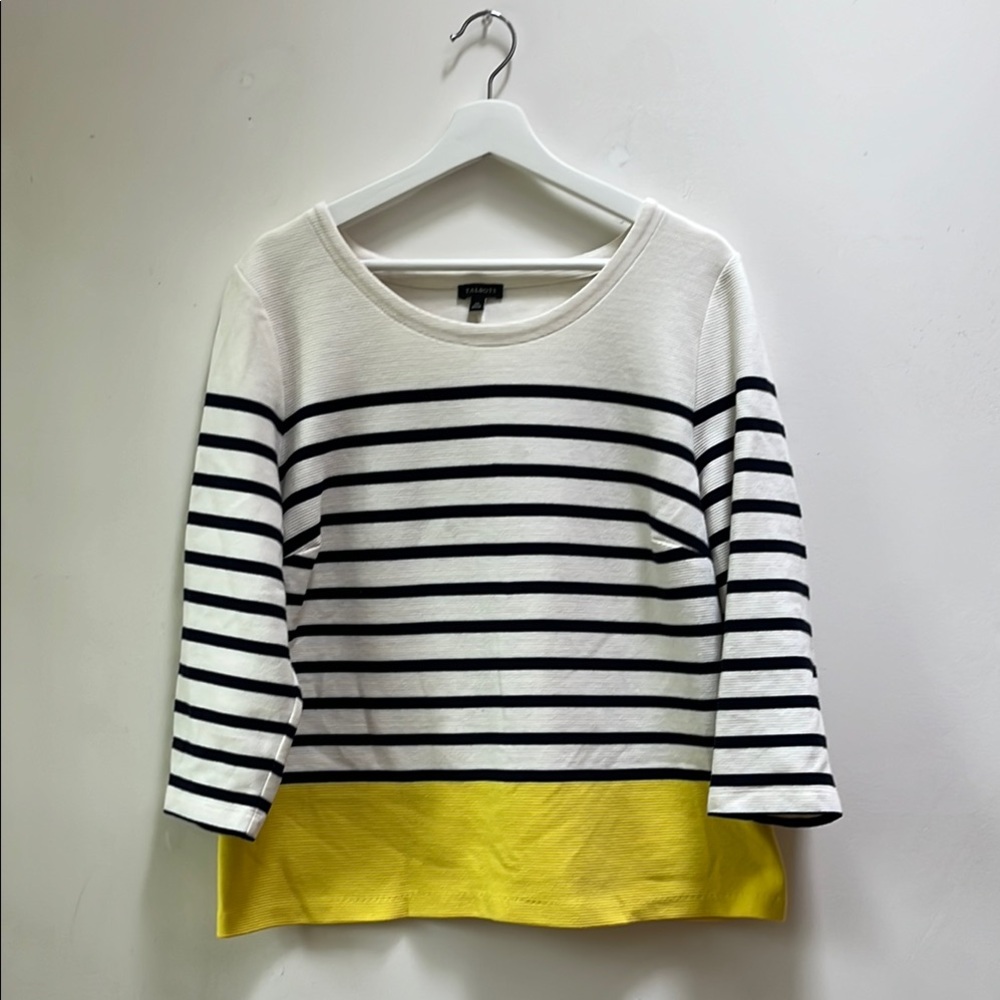 Talbots Women’s XL Striped Top - Black, White, and Yellow